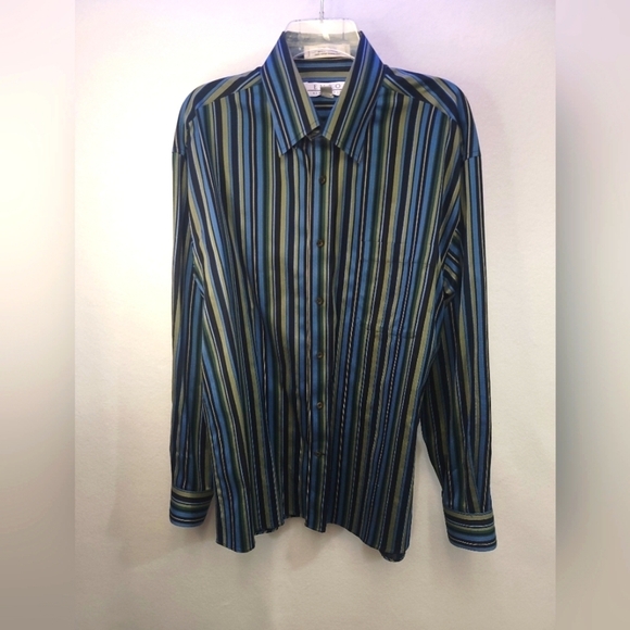 Enro Non-Iron 100% Cotton Men's Large Button Front Long Sleeve Dress Shirt - Picture 1 of 9